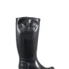 Pavers Ladies Black Patent Fleece Lined Wellies