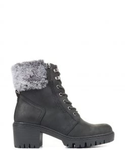 Pavers Black Faux Fur Ankle Boots