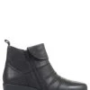 Pavers Black Ladies Dual Zip Leather Ankle Boots