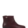 Pavers Burgundy Red Ruched Leather Ankle Boots