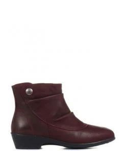 Pavers Burgundy Red Ruched Leather Ankle Boots -Pavers Sales Shop unnamed file 357
