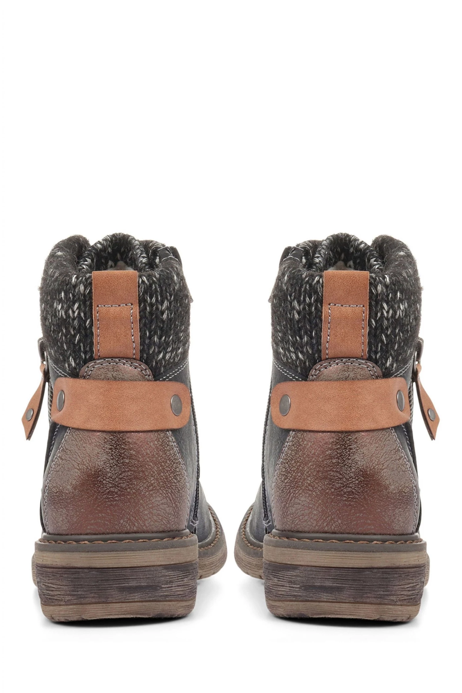 Pavers Ladies Black Knitted Cuff Ankle Boots 3 Pavers Ladies Black Knitted Cuff Ankle Boots - Image 3