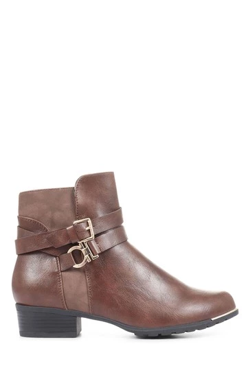 Pavers Ladies Brown Flat Ankle Boots 6 Pavers Ladies Brown Flat Ankle Boots - Image 6