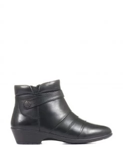 Pavers Black Leather Ladies Ankle Boots