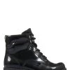 Pavers Ladies Black Lace-Up High Shine Ankle Boots
