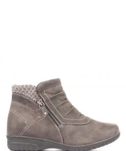 Pavers Ladies Brown Ruched Ankle Boots