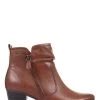 Pavers Ladies Brown Low Heel Ankle Boots