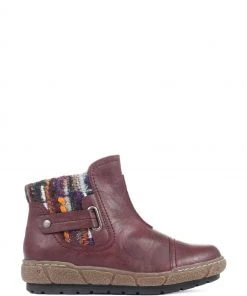 Pavers Burgundy Ladies Ankle Boots
