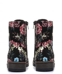 Pavers Black Pink Floral Ladies Lace-Up Ladies Ankle Boots -Pavers Sales Shop unnamed file 540 scaled