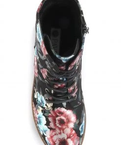 Pavers Black Pink Floral Ladies Lace-Up Ladies Ankle Boots -Pavers Sales Shop unnamed file 541 scaled