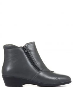 Pavers Grey Ladies Wide Fit Leather Ankle Boots