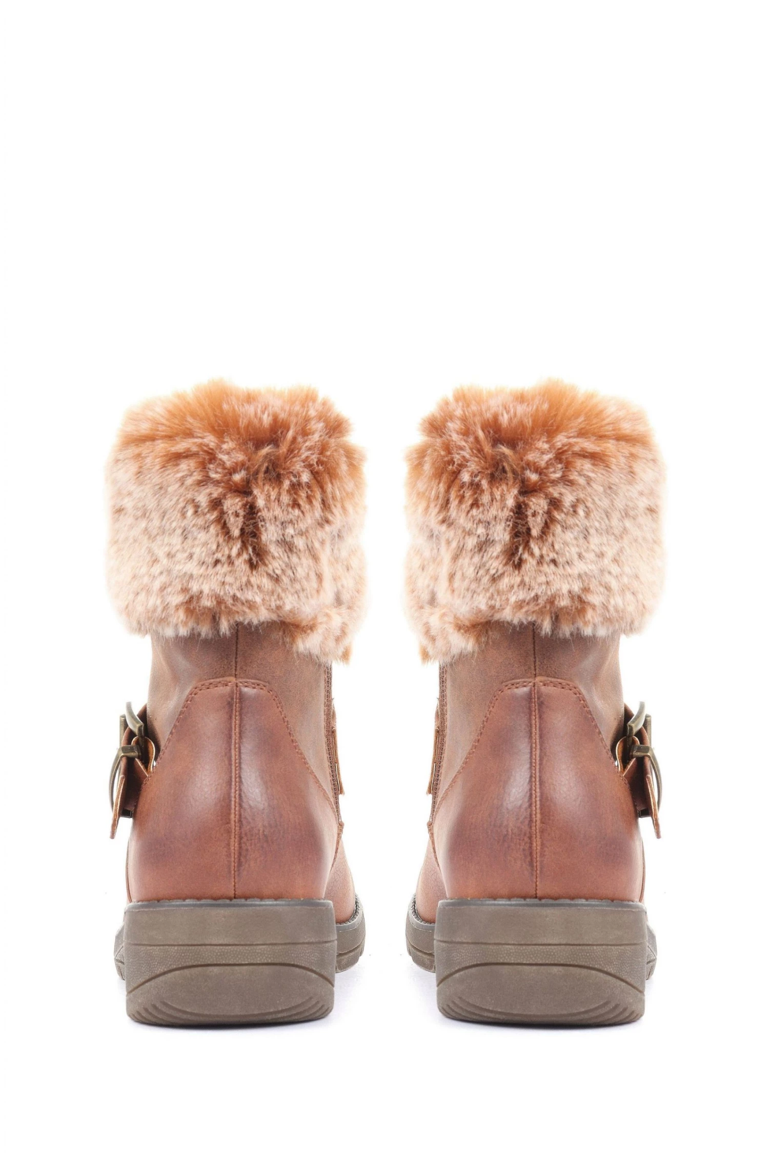 Pavers Brown Faux Fur Trimmed Ankle Boots 3 Pavers Brown Faux Fur Trimmed Ankle Boots - Image 3