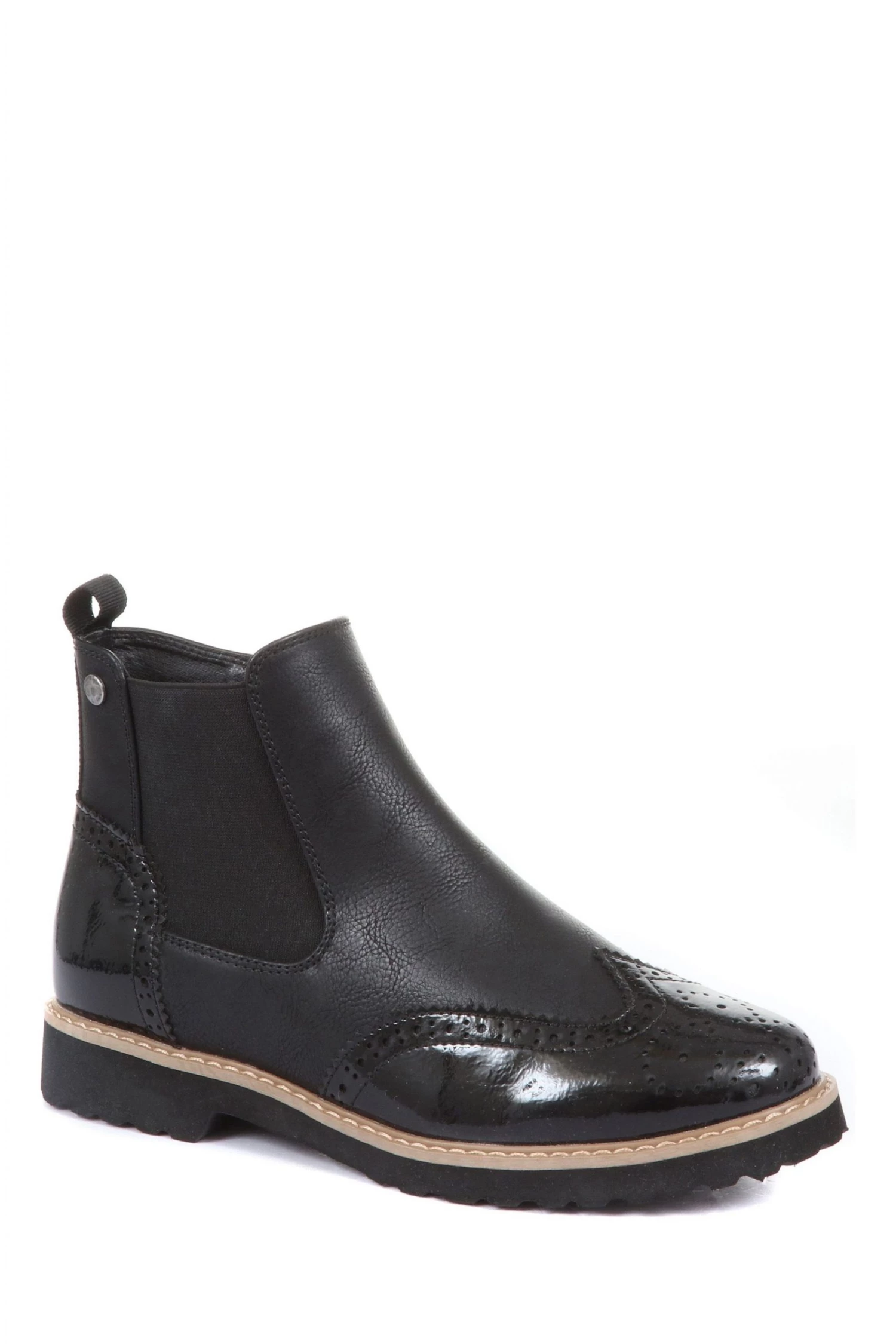 Pavers Black Ladies Brogue Chelsea Boots 2 Pavers Black Ladies Brogue Chelsea Boots - Image 2