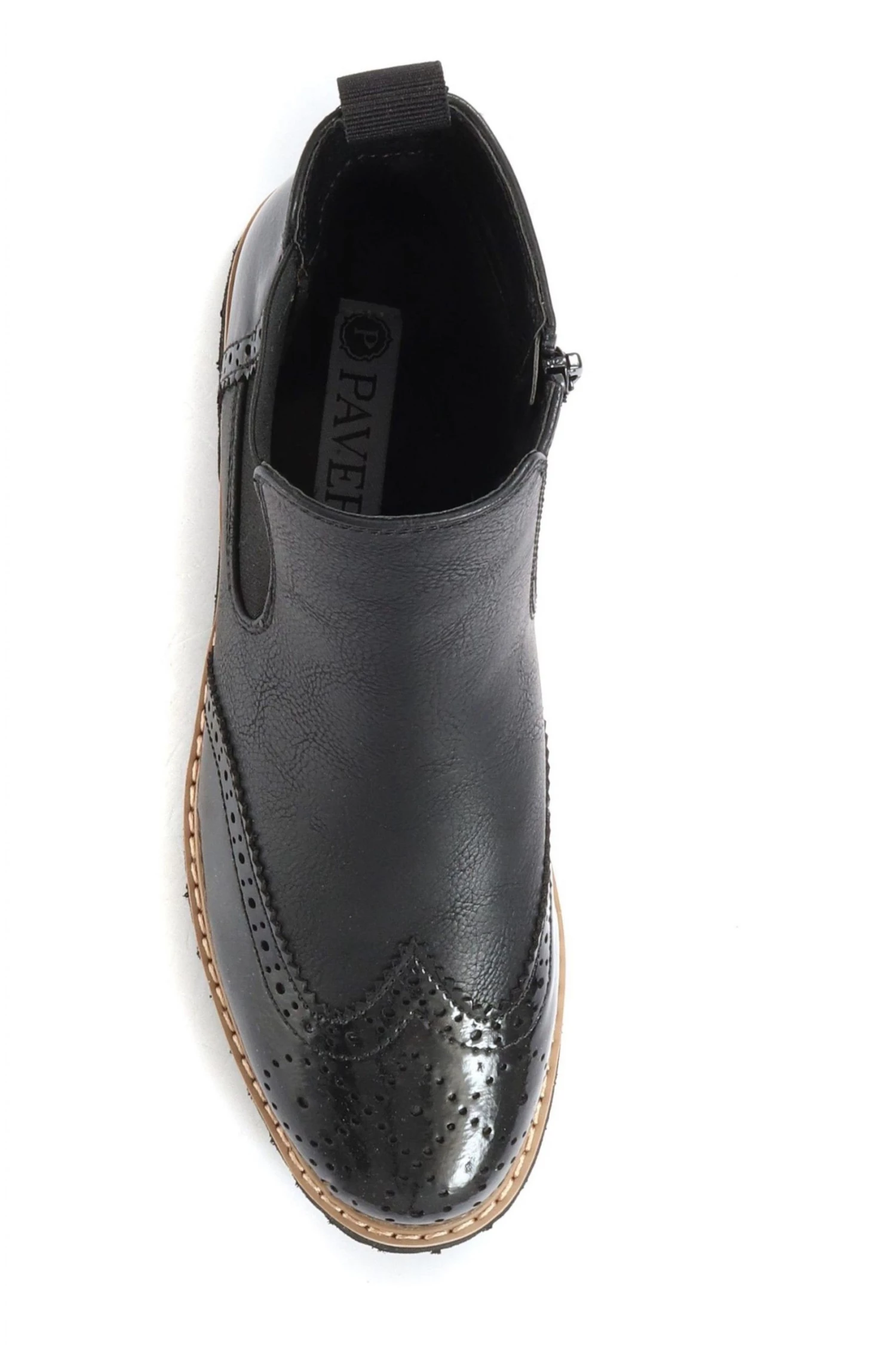 Pavers Black Ladies Brogue Chelsea Boots 3 Pavers Black Ladies Brogue Chelsea Boots - Image 3