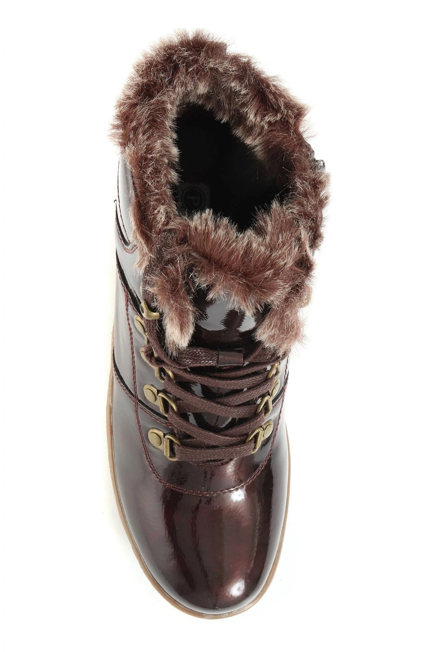 Pavers Red Ladies Patent Hiker Boots 2 Pavers Red Ladies Patent Hiker Boots - Image 2