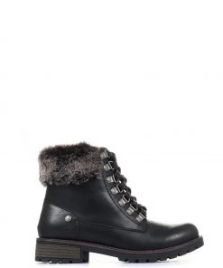 Pavers Black Ladies Lace-Up Ankle Boots