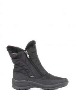 Pavers Ladies Black Faux-Fur Lined Weather Boots