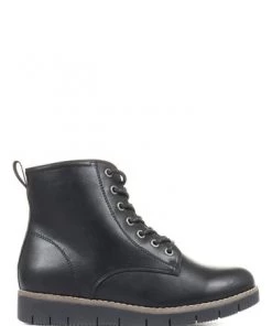 Pavers Black Ladies Faux Leather Lace Up Boots -Pavers Sales Shop unnamed file 608