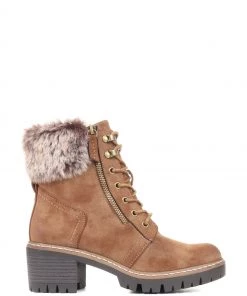 Pavers Tan Brown Faux Fur Ankle Boots