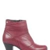 Pavers Ladies Red Leather Ankle Boots