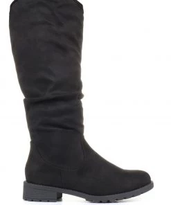 Pavers Ladies Black Knee High Slouch Boots