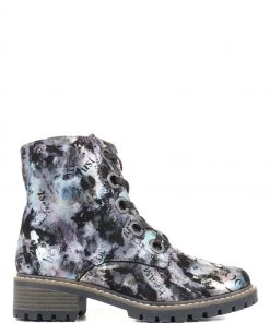 Pavers Ladies Metallic Lace Up Ankle Boots