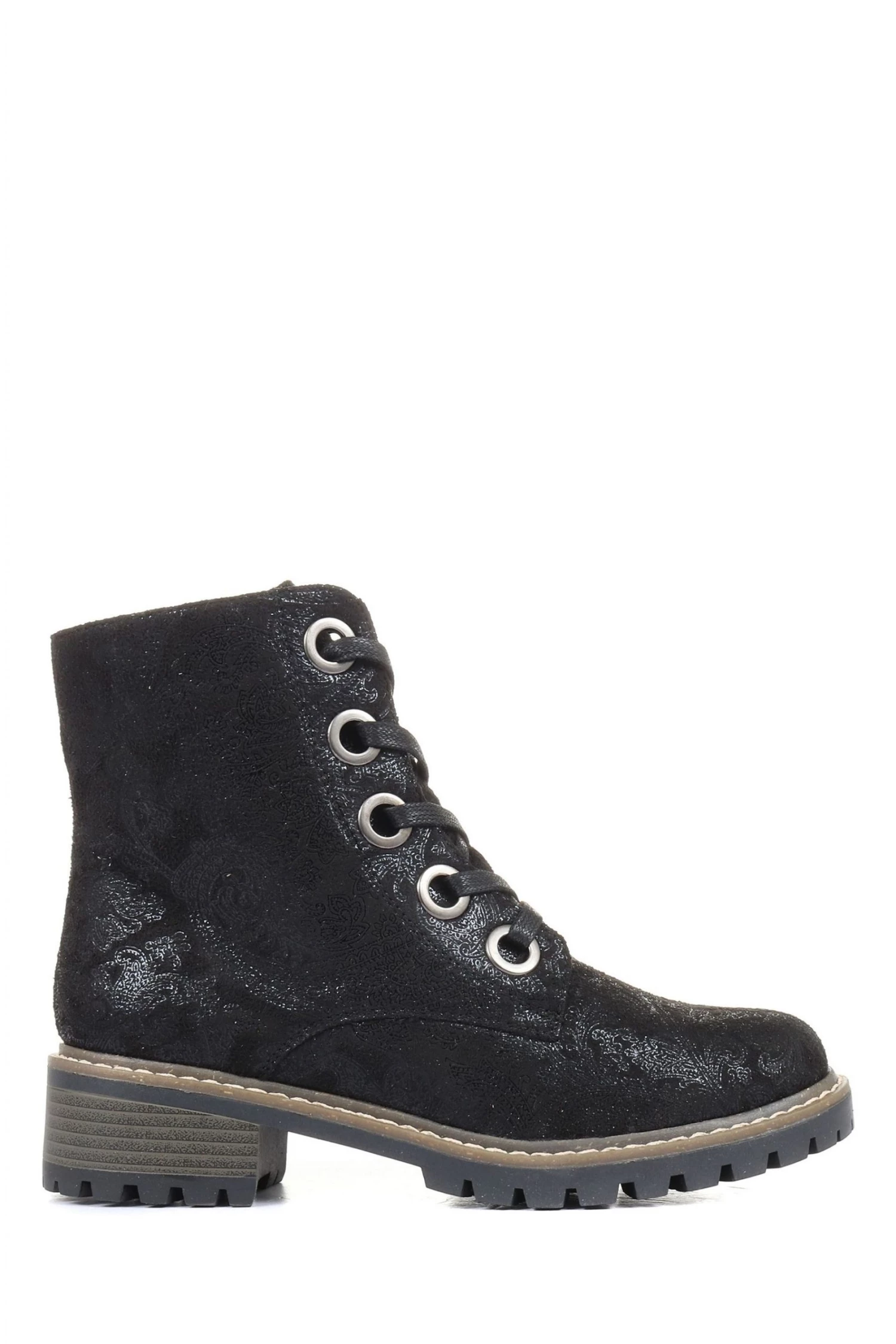 Pavers Ladies Metallic Black Lace Up Ankle Boots 1 Pavers Ladies Metallic Black Lace Up Ankle Boots