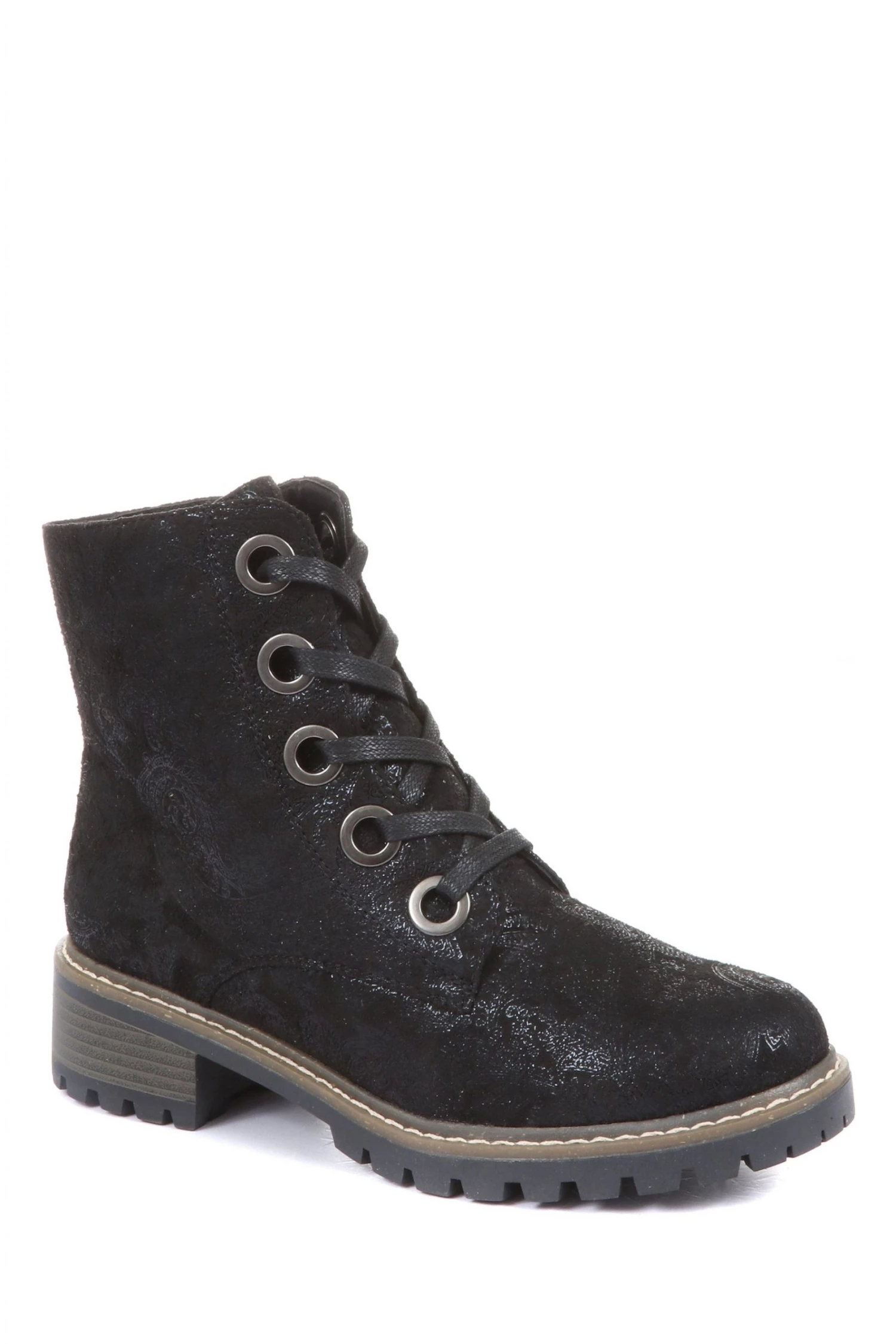 Pavers Ladies Metallic Black Lace Up Ankle Boots 2 Pavers Ladies Metallic Black Lace Up Ankle Boots - Image 2