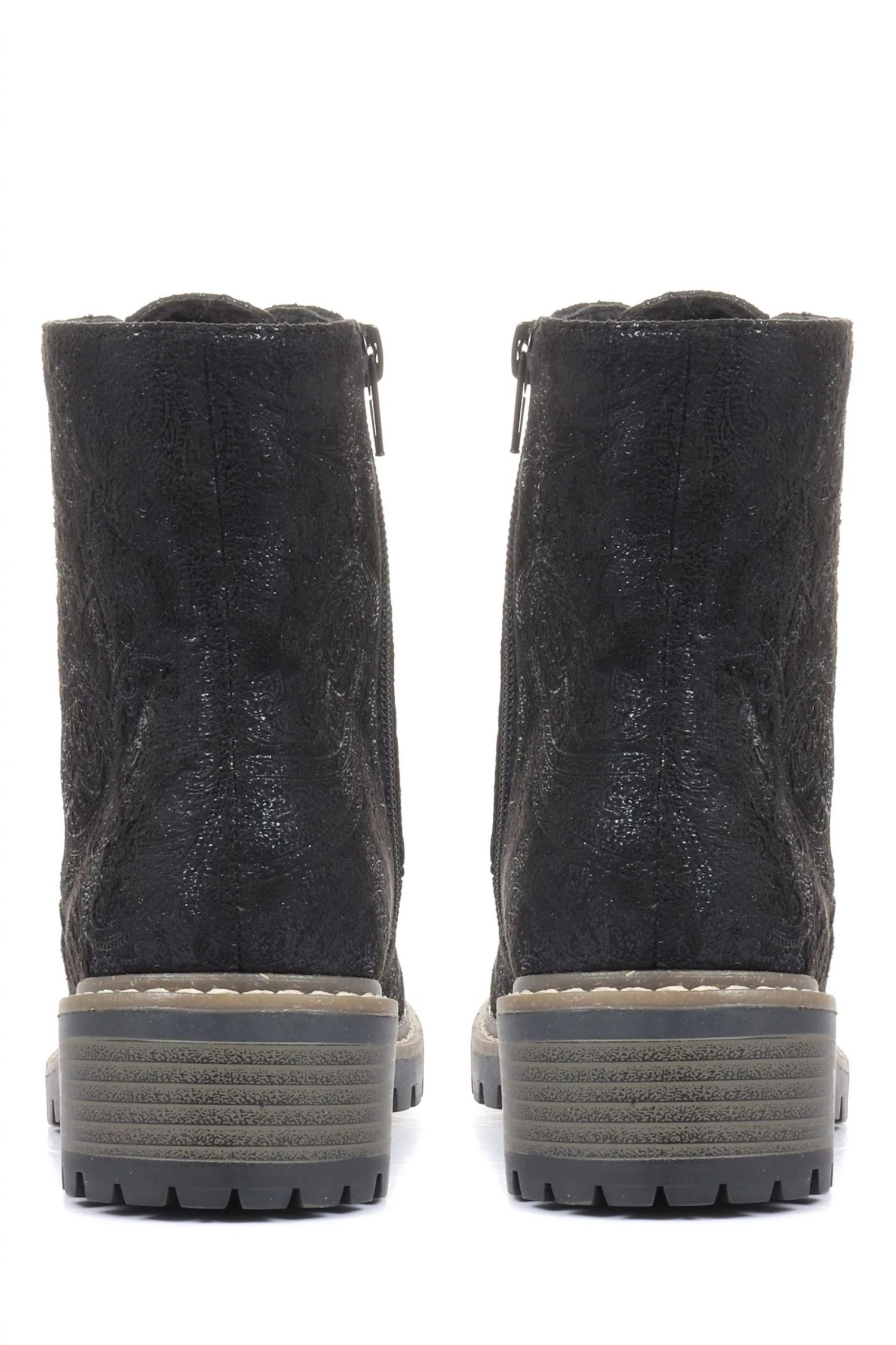 Pavers Ladies Metallic Black Lace Up Ankle Boots 3 Pavers Ladies Metallic Black Lace Up Ankle Boots - Image 3