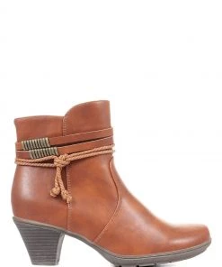 Pavers Brown Ladies Block Heeled Ankle Boots