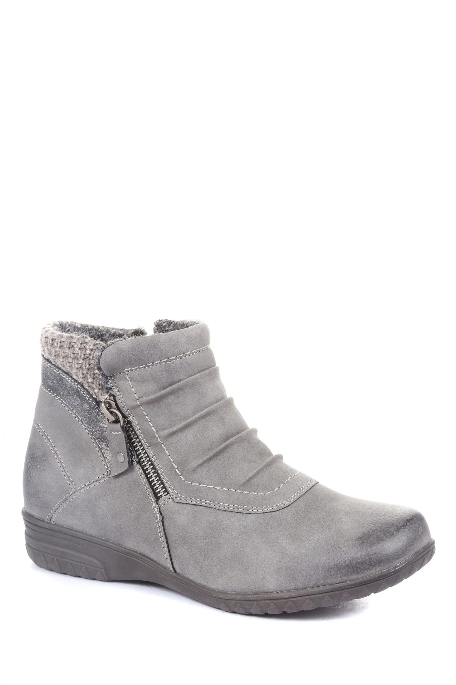 Pavers Ladies Grey Ruched Ankle Boots 2 Pavers Ladies Grey Ruched Ankle Boots - Image 2