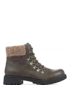 Pavers Ladies Green Lace-Up Ankle Boots
