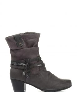 Pavers Ladies Grey Heeled Mid Calf Boots