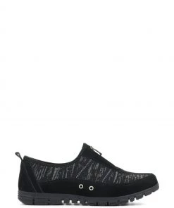 Pavers Ladies Black Lightweight Slip-On Trainers