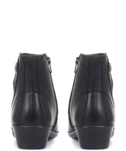 Pavers Black Ruched Ladies Leather Wide Fit Ankle Boots -Pavers Sales Shop unnamed file 80 scaled