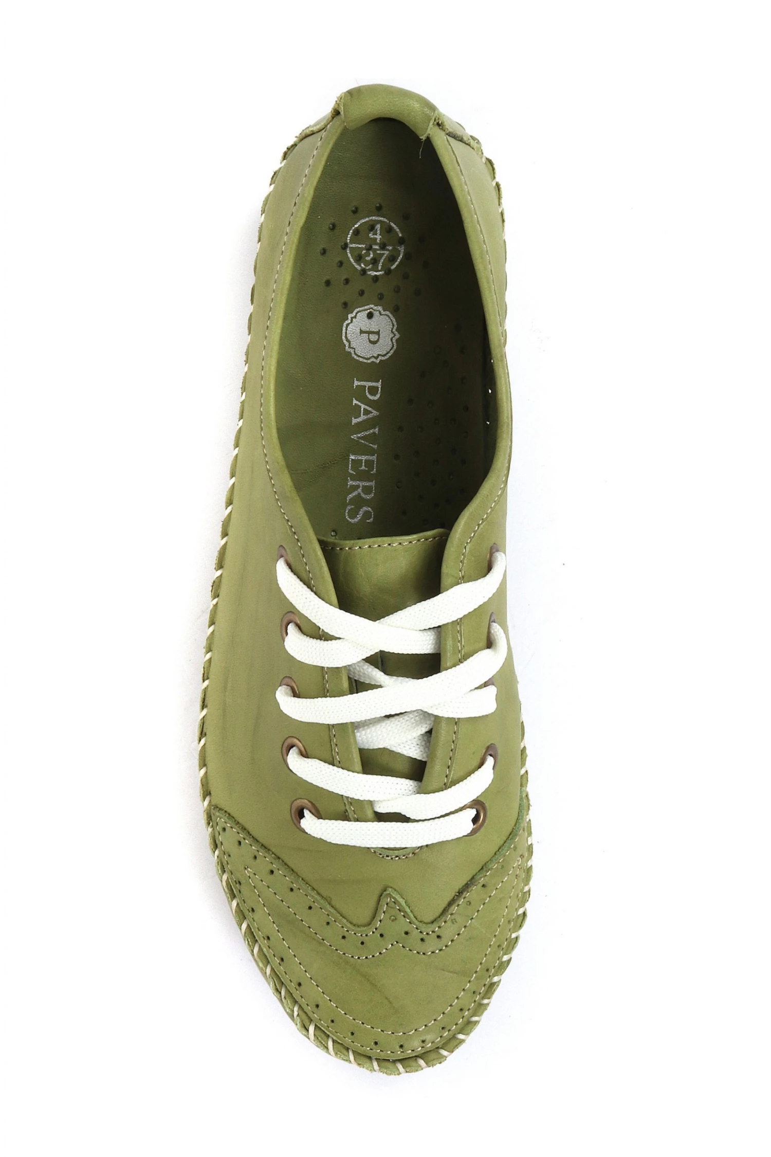 Pavers Green Ladies Leather Lace-Up Trainers 4 Pavers Green Ladies Leather Lace-Up Trainers - Image 4