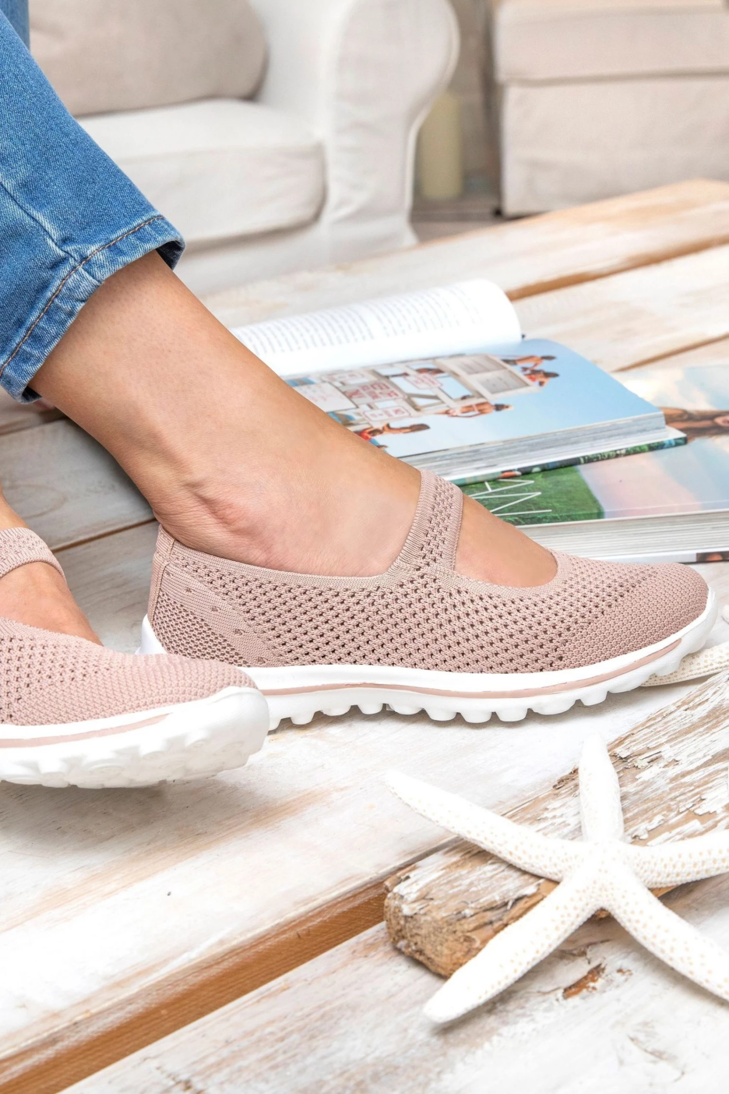 Pavers Pink Ladies Wide Fit Stretch Mary Jane Trainers 6 Pavers Pink Ladies Wide Fit Stretch Mary Jane Trainers - Image 6