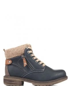 Pavers Ladies Blue Knitted Cuff Ankle Boots -Pavers Sales Shop unnamed file 95